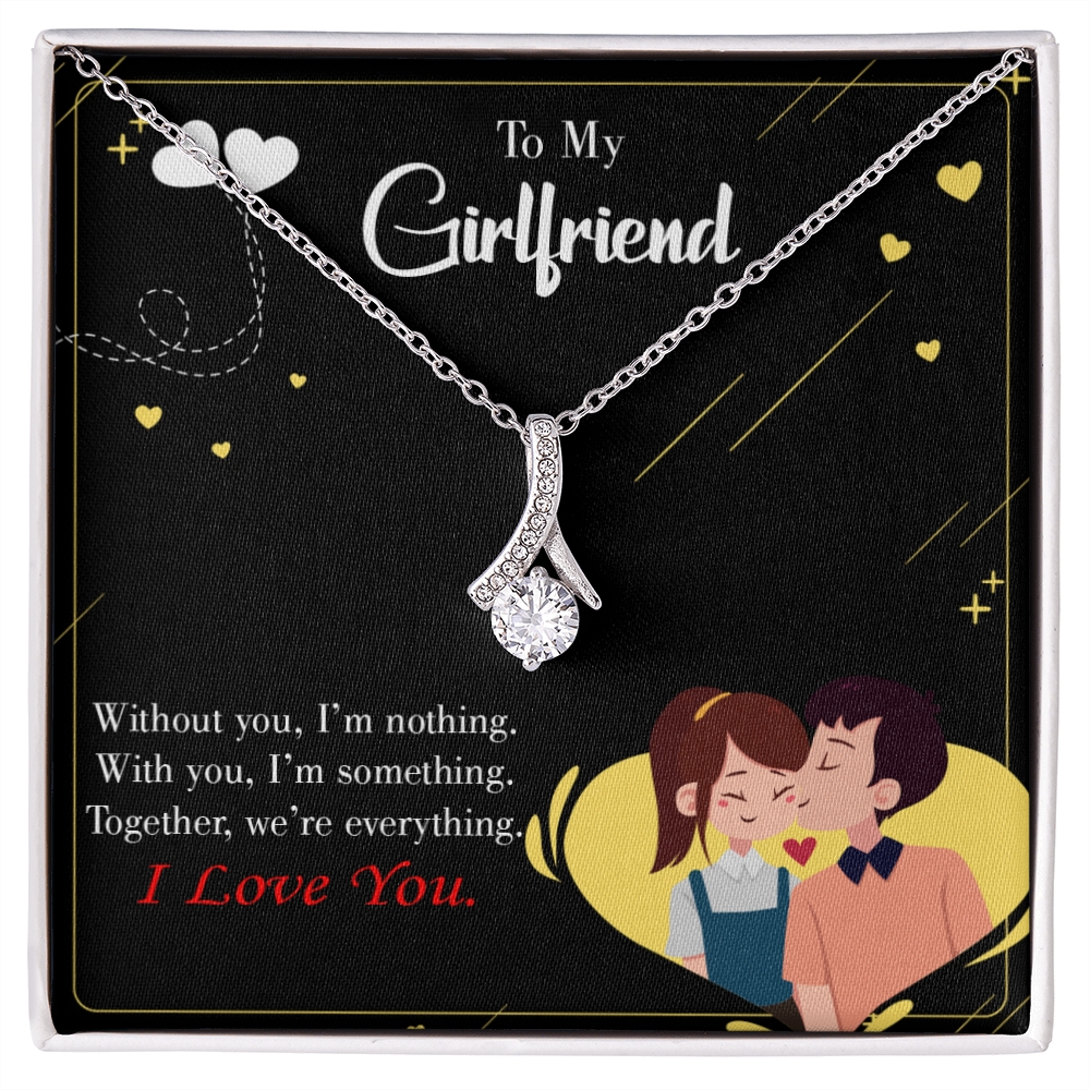 To My Girlfriend I am Nothing Alluring Ribbon Necklace Message Card-Express Your Love Gifts
