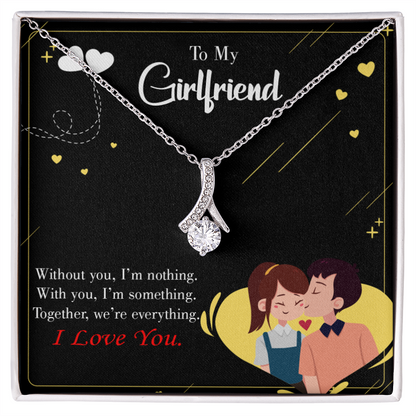 To My Girlfriend I am Nothing Alluring Ribbon Necklace Message Card-Express Your Love Gifts