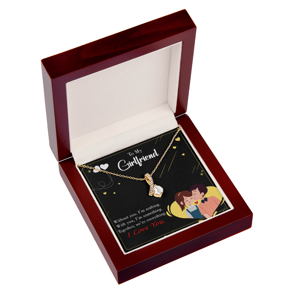 To My Girlfriend I am Nothing Alluring Ribbon Necklace Message Card-Express Your Love Gifts