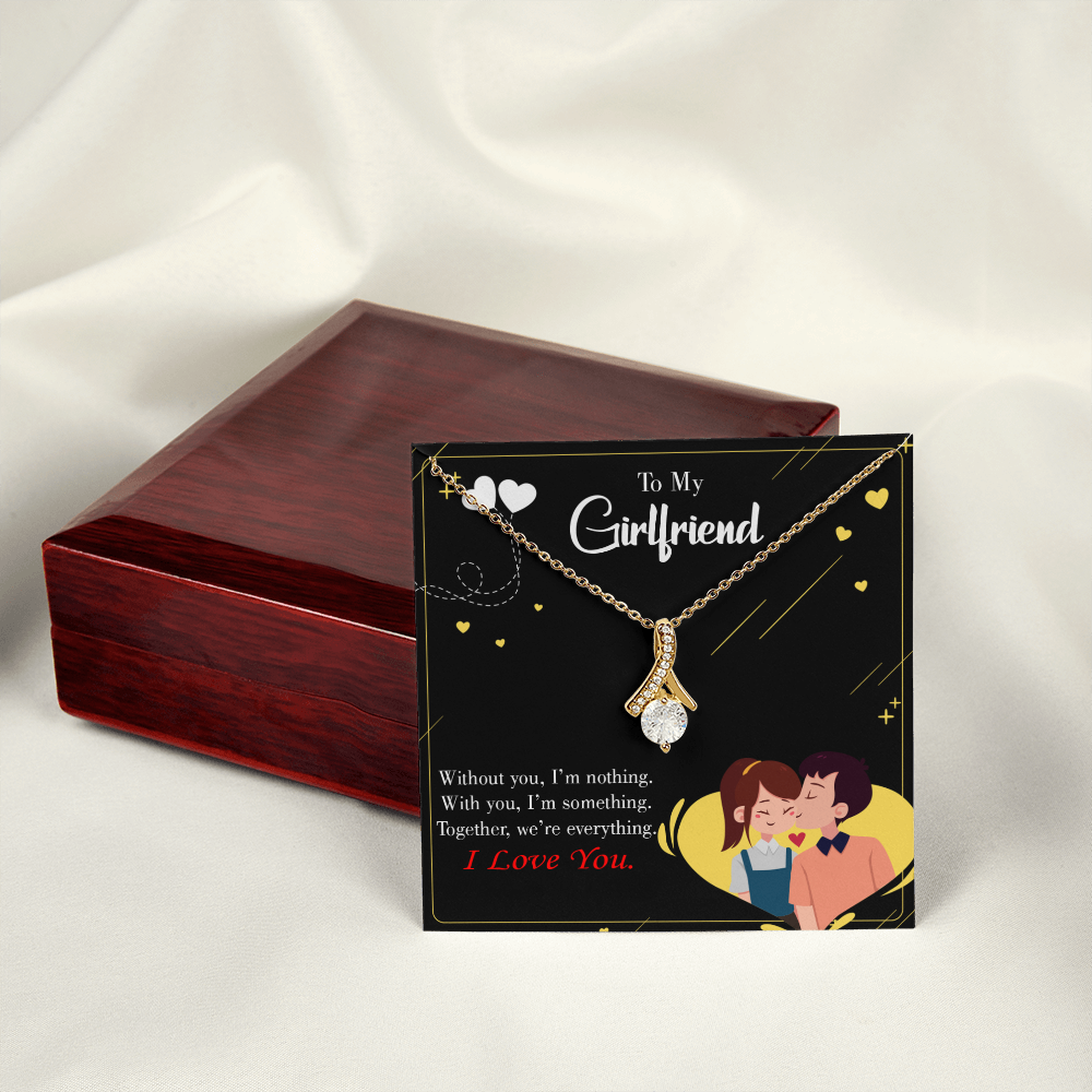 To My Girlfriend I am Nothing Alluring Ribbon Necklace Message Card-Express Your Love Gifts
