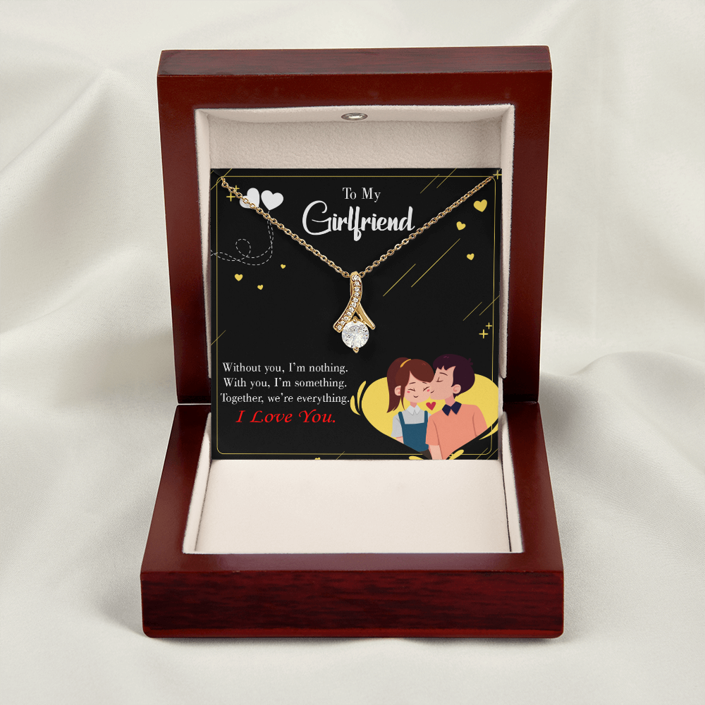 To My Girlfriend I am Nothing Alluring Ribbon Necklace Message Card-Express Your Love Gifts