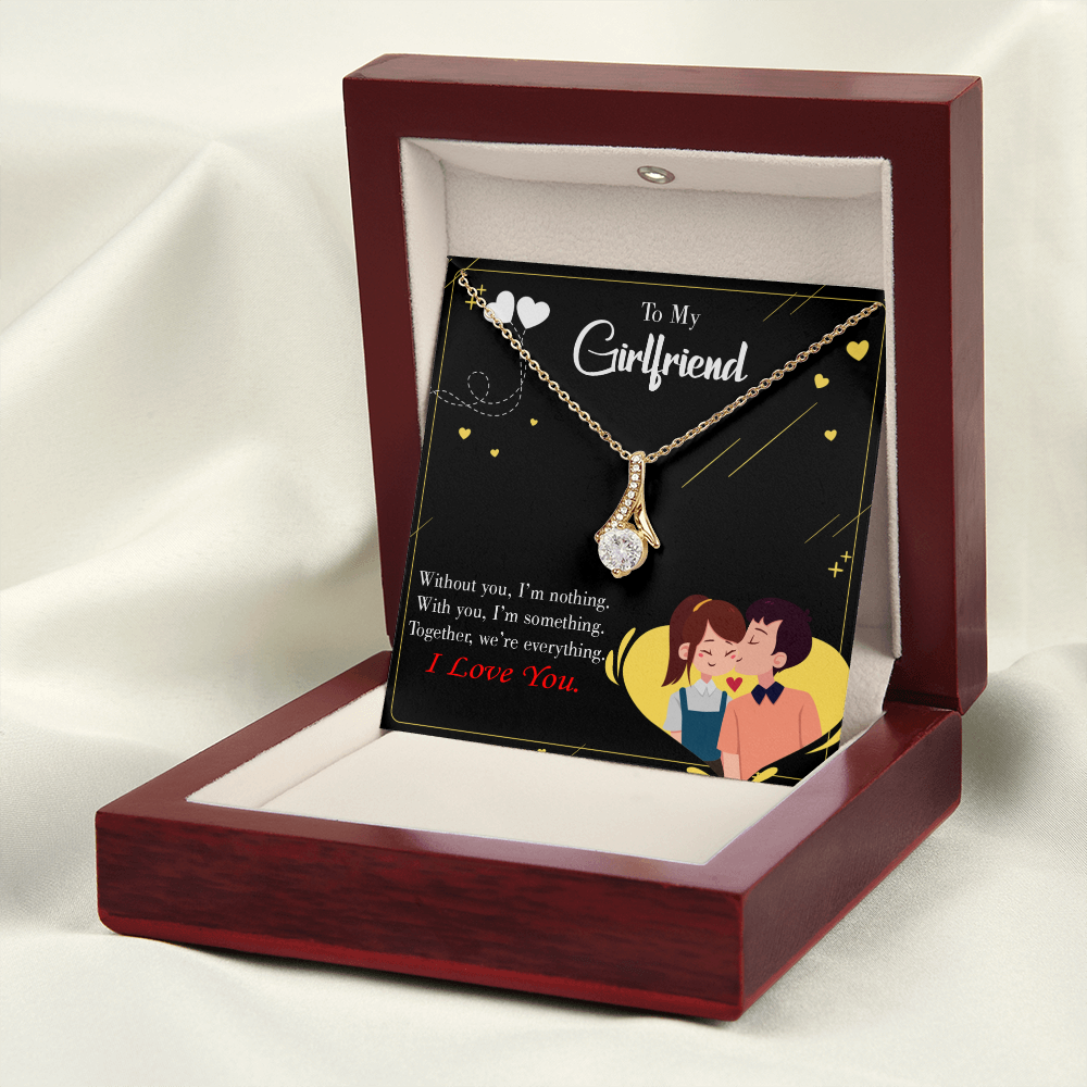 To My Girlfriend I am Nothing Alluring Ribbon Necklace Message Card-Express Your Love Gifts