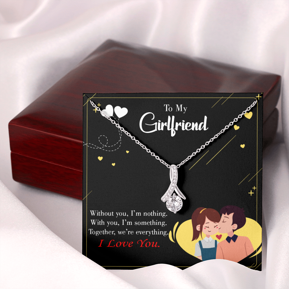 To My Girlfriend I am Nothing Alluring Ribbon Necklace Message Card-Express Your Love Gifts