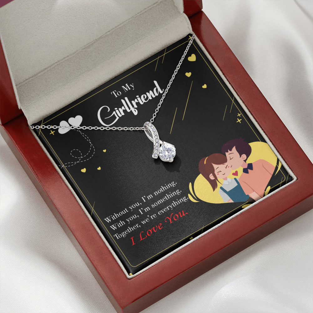 To My Girlfriend I am Nothing Alluring Ribbon Necklace Message Card-Express Your Love Gifts