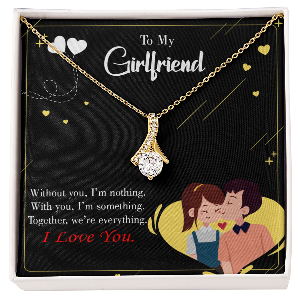 To My Girlfriend I am Nothing Alluring Ribbon Necklace Message Card-Express Your Love Gifts