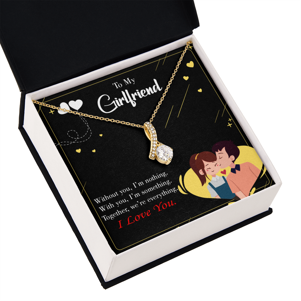 To My Girlfriend I am Nothing Alluring Ribbon Necklace Message Card-Express Your Love Gifts