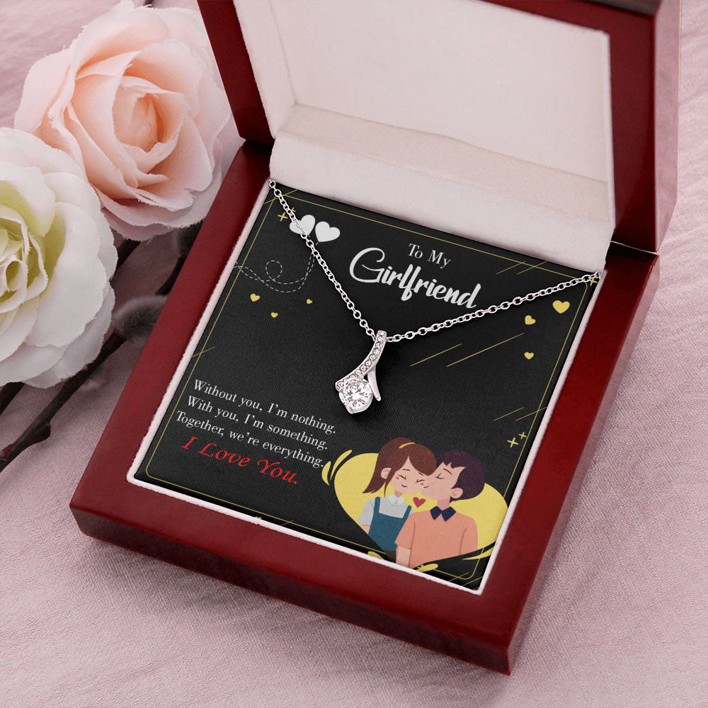 To My Girlfriend I am Nothing Alluring Ribbon Necklace Message Card-Express Your Love Gifts