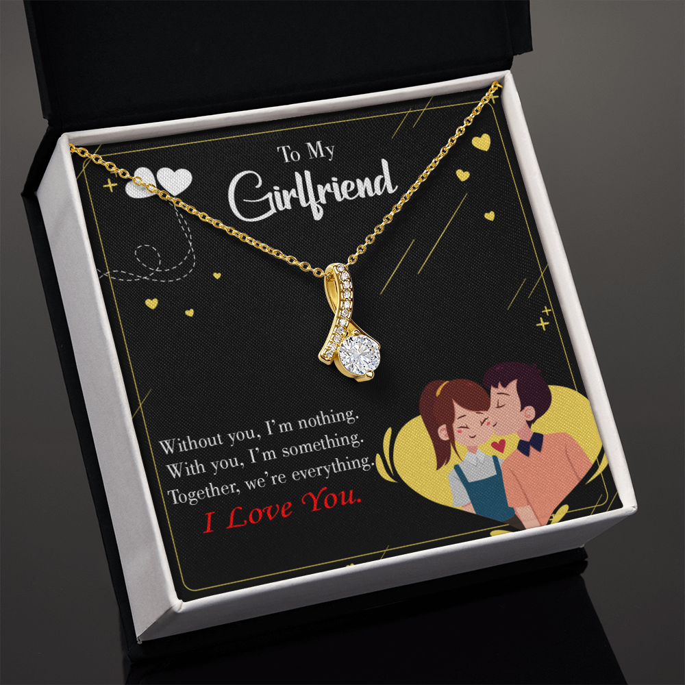 To My Girlfriend I am Nothing Alluring Ribbon Necklace Message Card-Express Your Love Gifts