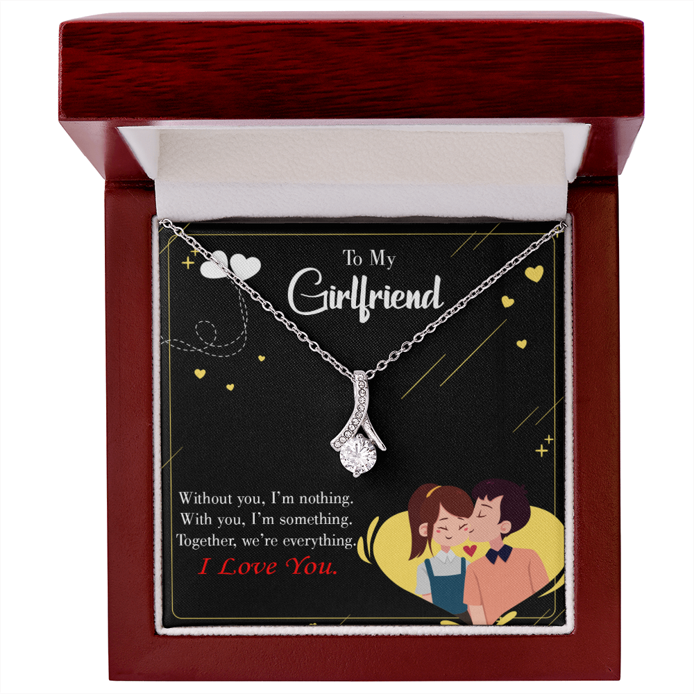 To My Girlfriend I am Nothing Alluring Ribbon Necklace Message Card-Express Your Love Gifts