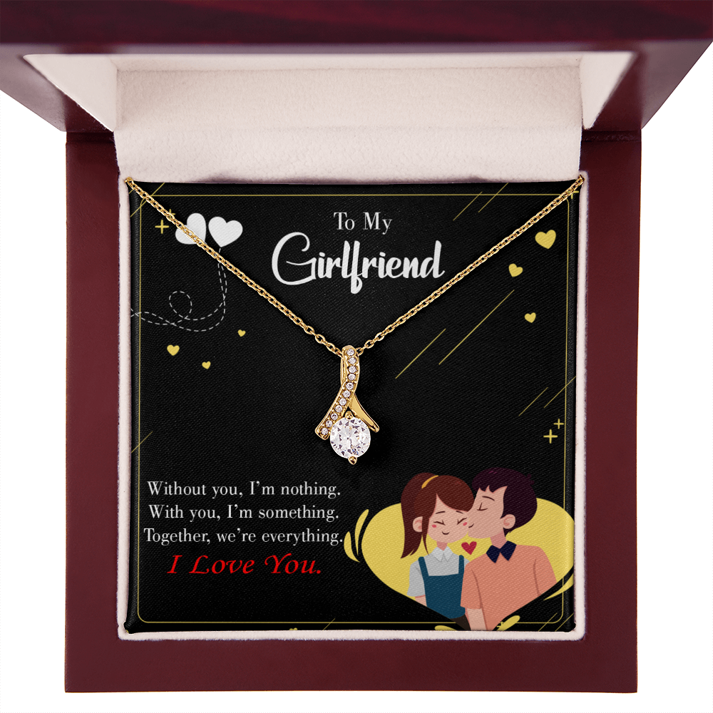 To My Girlfriend I am Nothing Alluring Ribbon Necklace Message Card-Express Your Love Gifts