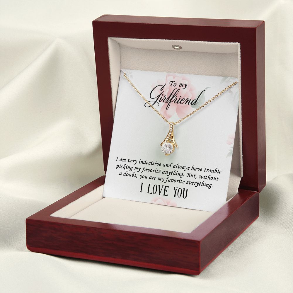 To My Girlfriend I Am Very Indecisive Alluring Ribbon Necklace Message Card-Express Your Love Gifts