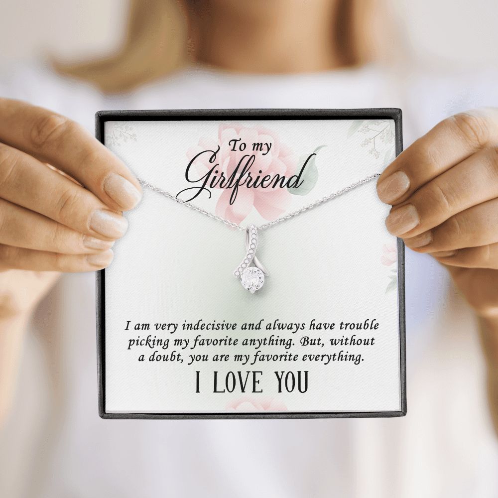 To My Girlfriend I Am Very Indecisive Alluring Ribbon Necklace Message Card-Express Your Love Gifts
