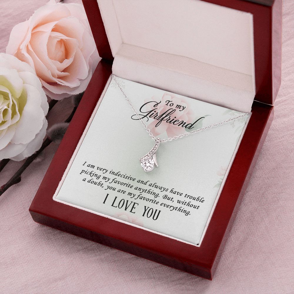 To My Girlfriend I Am Very Indecisive Alluring Ribbon Necklace Message Card-Express Your Love Gifts