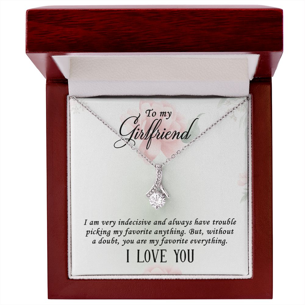 To My Girlfriend I Am Very Indecisive Alluring Ribbon Necklace Message Card-Express Your Love Gifts