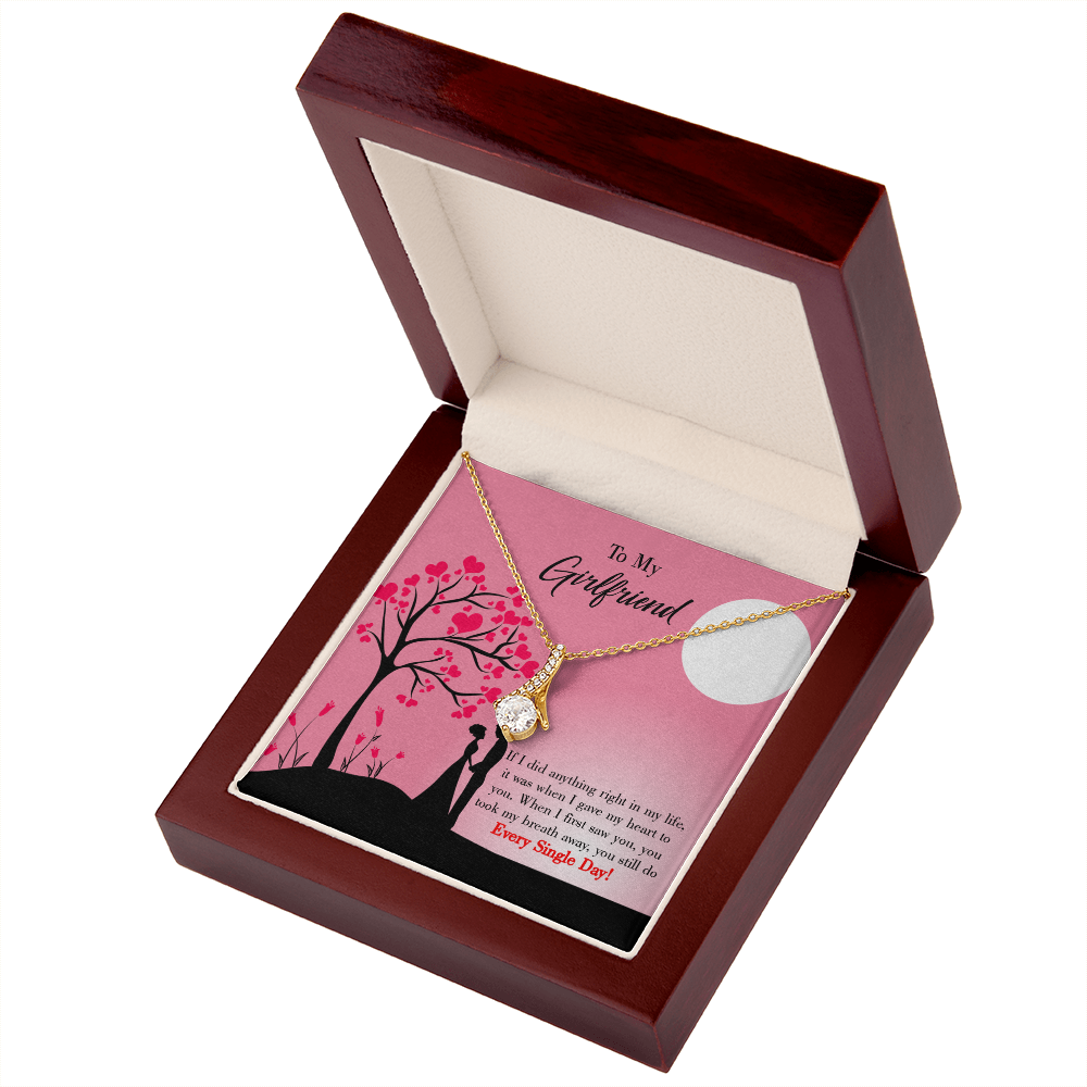 To My Girlfriend I Gave my Heart to You Alluring Ribbon Necklace Message Card-Express Your Love Gifts