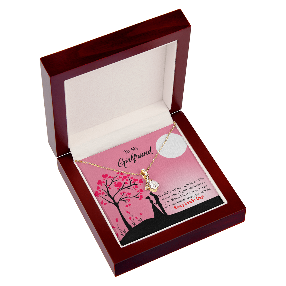 To My Girlfriend I Gave my Heart to You Alluring Ribbon Necklace Message Card-Express Your Love Gifts