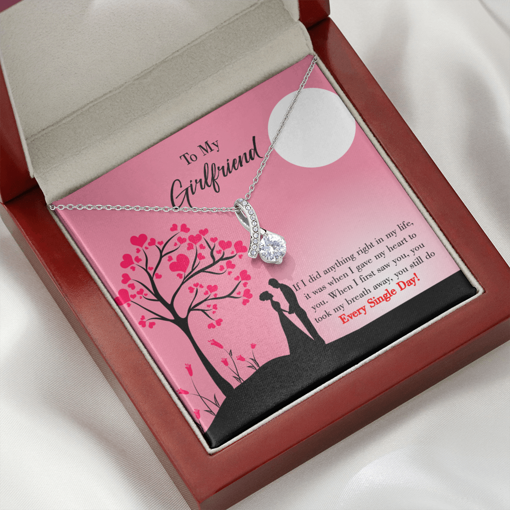 To My Girlfriend I Gave my Heart to You Alluring Ribbon Necklace Message Card-Express Your Love Gifts