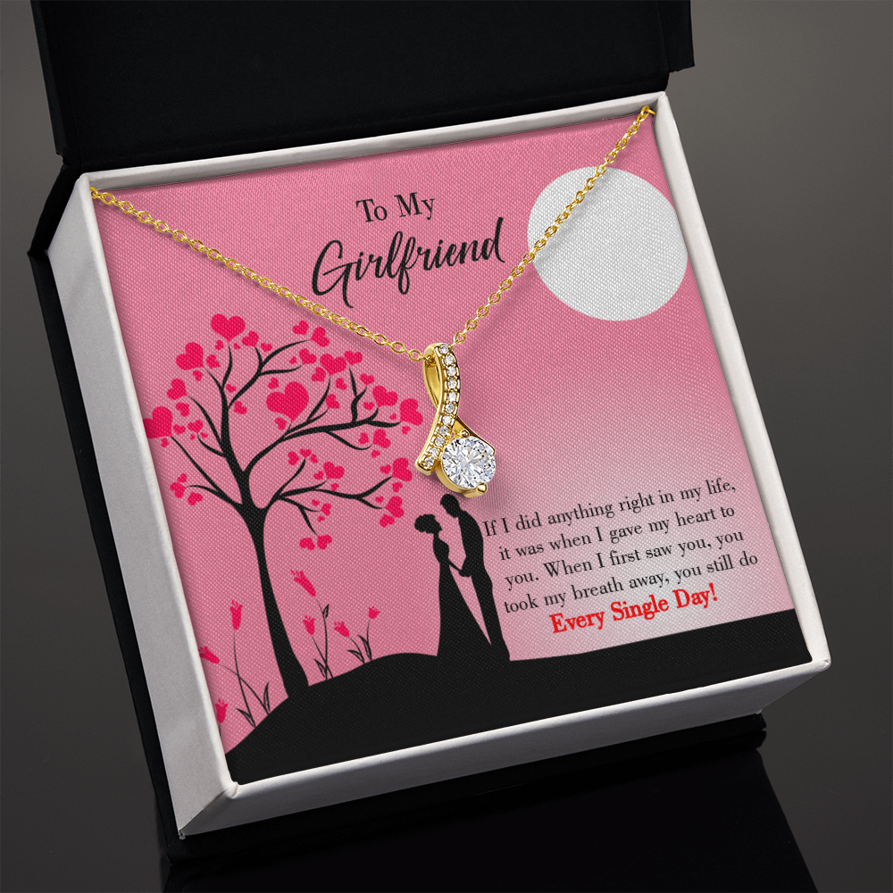 To My Girlfriend I Gave my Heart to You Alluring Ribbon Necklace Message Card-Express Your Love Gifts