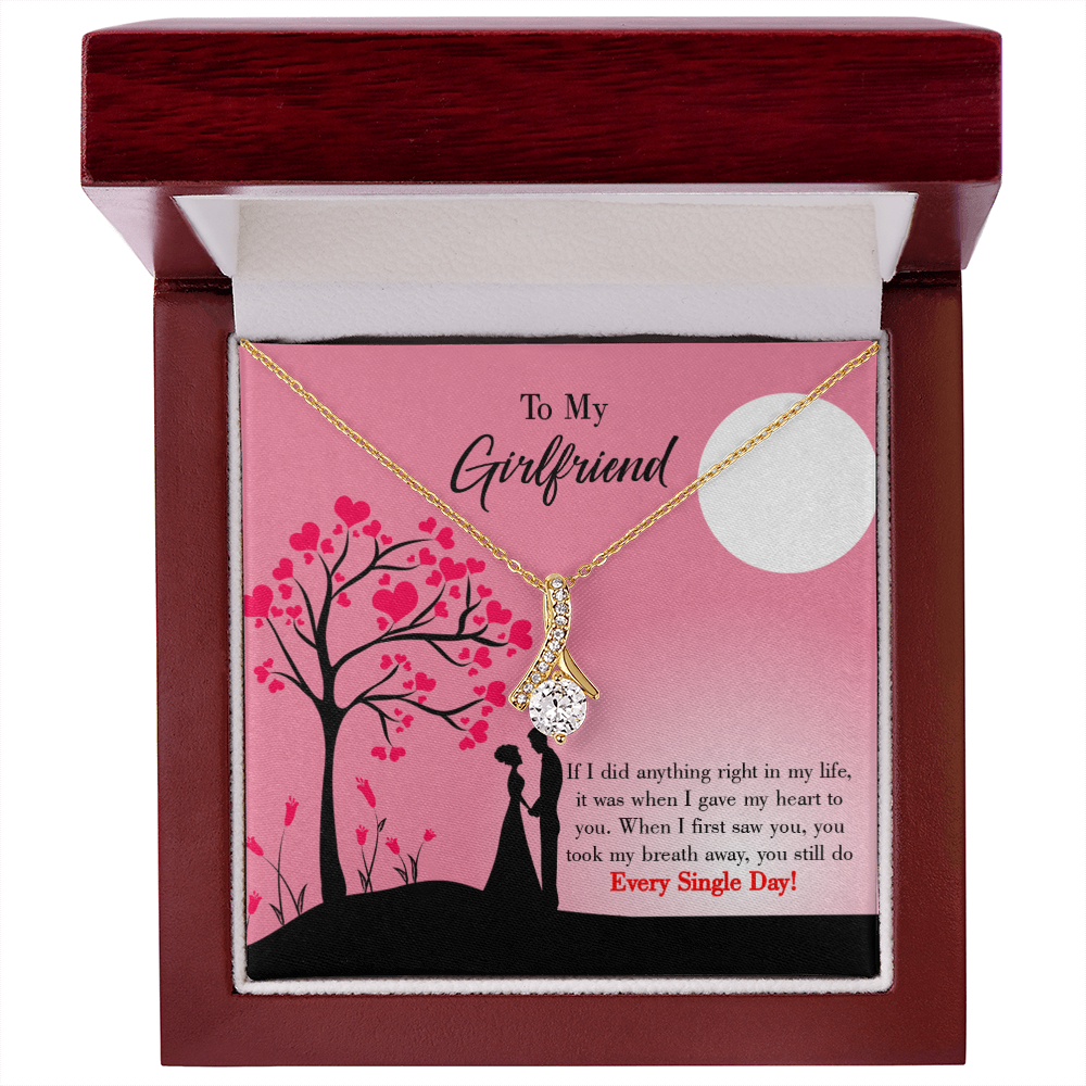 To My Girlfriend I Gave my Heart to You Alluring Ribbon Necklace Message Card-Express Your Love Gifts