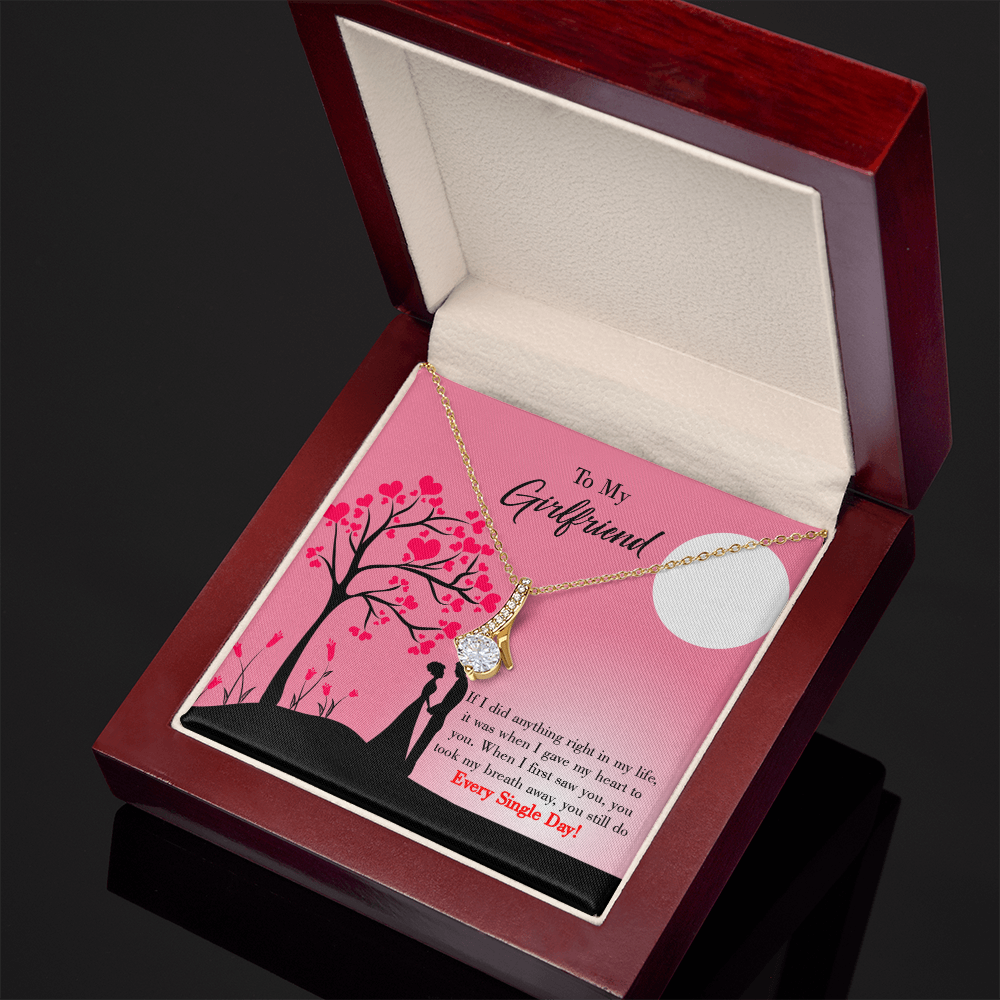 To My Girlfriend I Gave my Heart to You Alluring Ribbon Necklace Message Card-Express Your Love Gifts