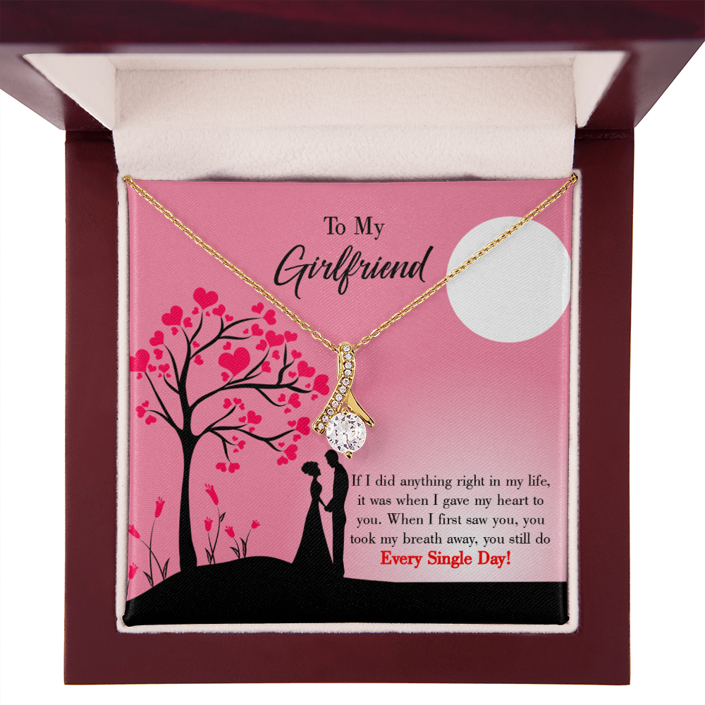 To My Girlfriend I Gave my Heart to You Alluring Ribbon Necklace Message Card-Express Your Love Gifts