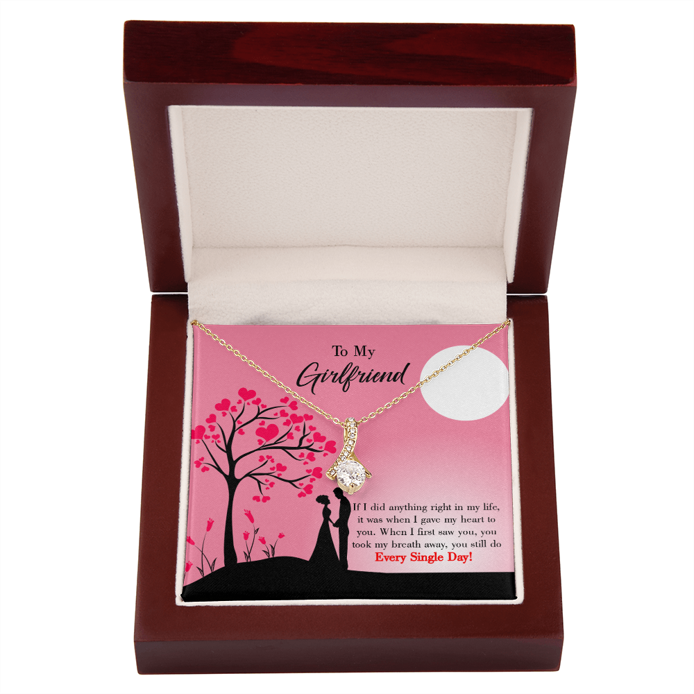 To My Girlfriend I Gave my Heart to You Alluring Ribbon Necklace Message Card-Express Your Love Gifts