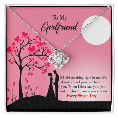 To My Girlfriend I Gave my Heart to You Infinity Knot Necklace Message Card-Express Your Love Gifts