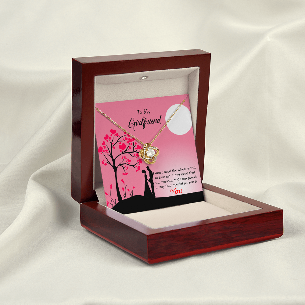 To My Girlfriend I Just Need You Infinity Knot Necklace Message Card-Express Your Love Gifts