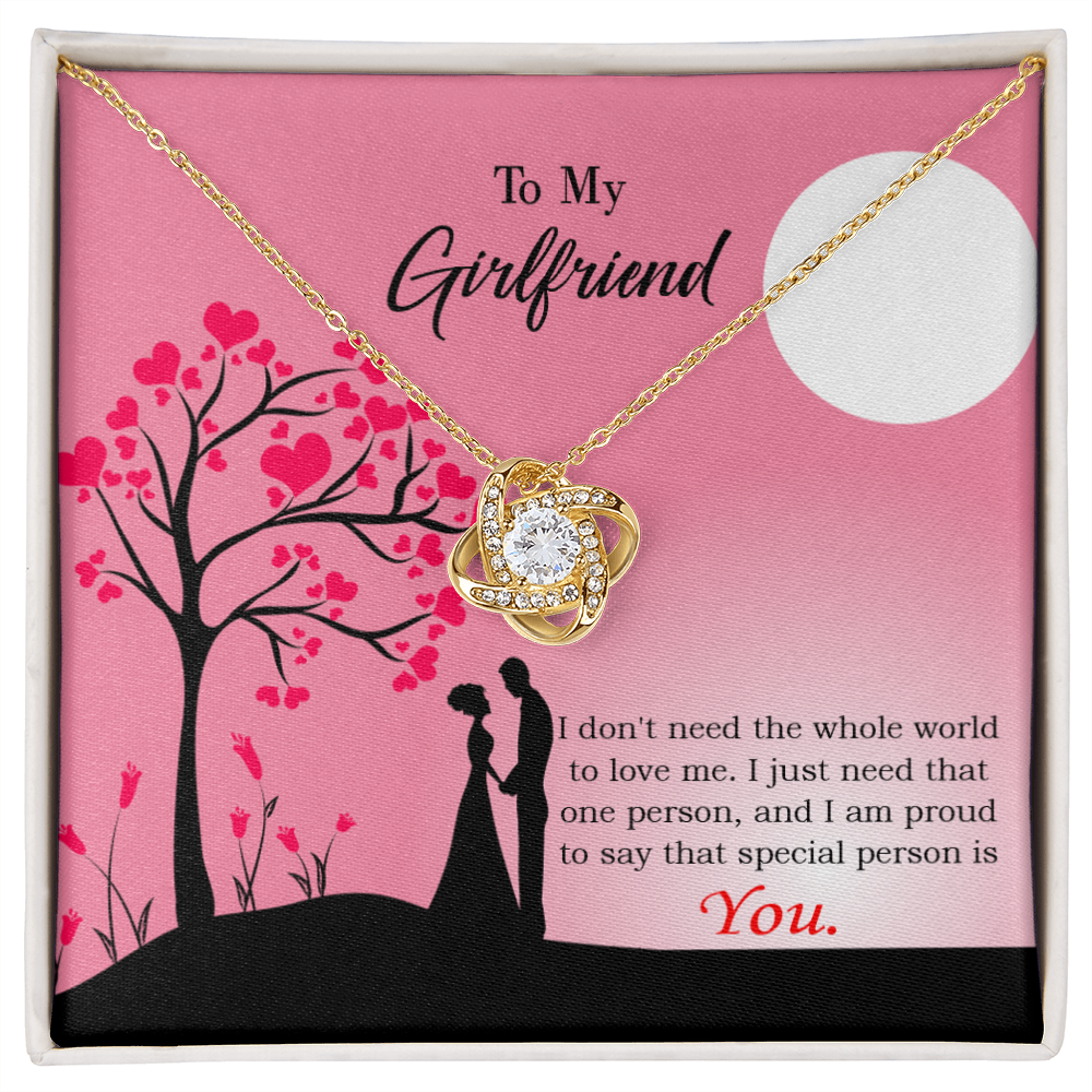 To My Girlfriend I Just Need You Infinity Knot Necklace Message Card-Express Your Love Gifts