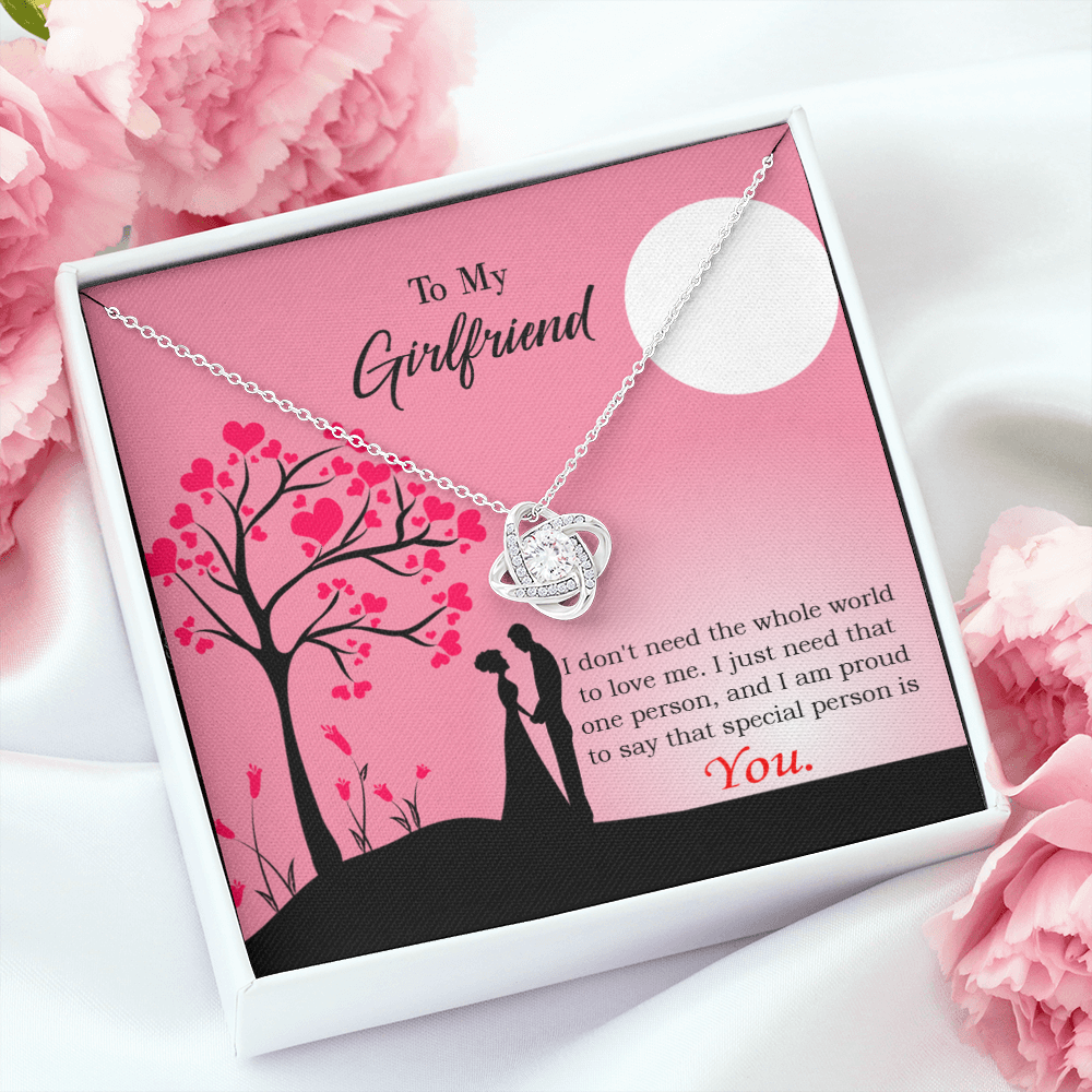 To My Girlfriend I Just Need You Infinity Knot Necklace Message Card-Express Your Love Gifts