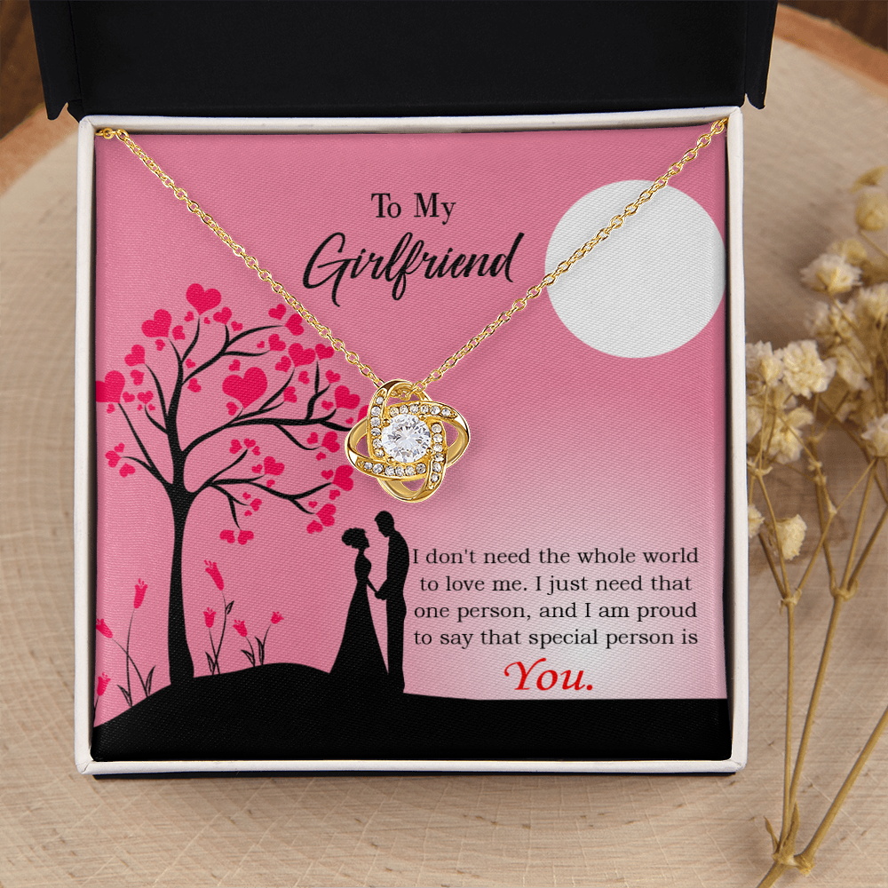 To My Girlfriend I Just Need You Infinity Knot Necklace Message Card-Express Your Love Gifts