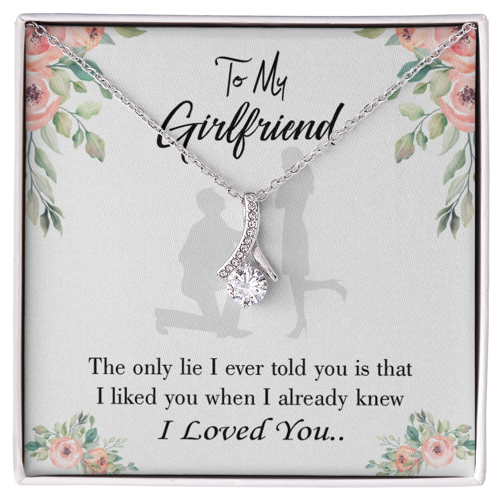 To My Girlfriend I Knew I loved You Alluring Ribbon Necklace Message Card-Express Your Love Gifts