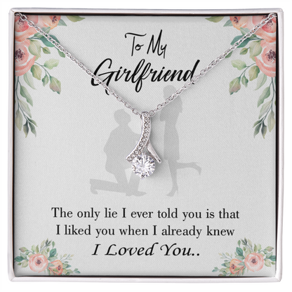 To My Girlfriend I Knew I loved You Alluring Ribbon Necklace Message Card-Express Your Love Gifts