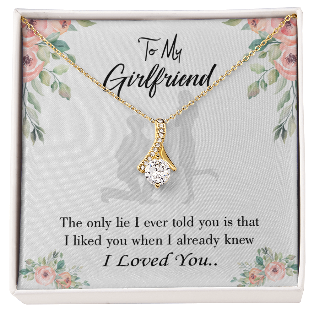 To My Girlfriend I Knew I loved You Alluring Ribbon Necklace Message Card-Express Your Love Gifts