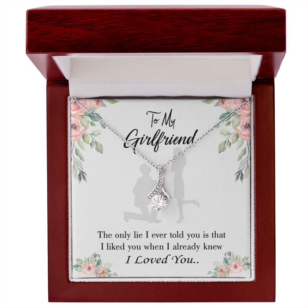 To My Girlfriend I Knew I loved You Alluring Ribbon Necklace Message Card-Express Your Love Gifts