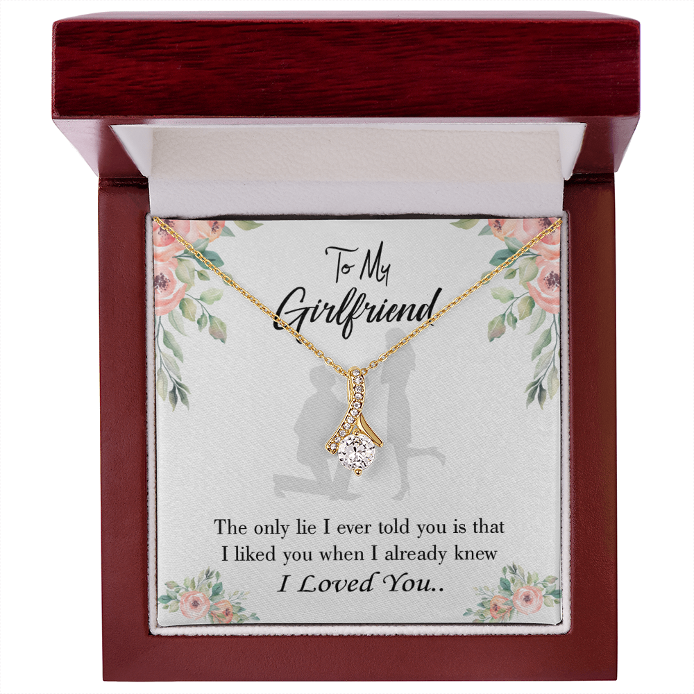 To My Girlfriend I Knew I loved You Alluring Ribbon Necklace Message Card-Express Your Love Gifts