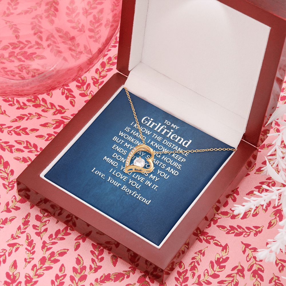 To My Girlfriend I Know the Distance is Hard Forever Necklace w Message Card-Express Your Love Gifts