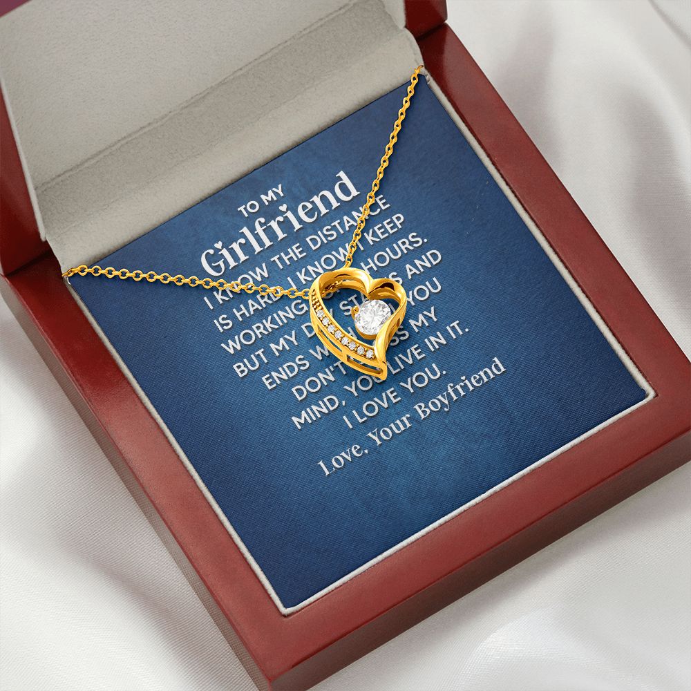 To My Girlfriend I Know the Distance is Hard Forever Necklace w Message Card-Express Your Love Gifts