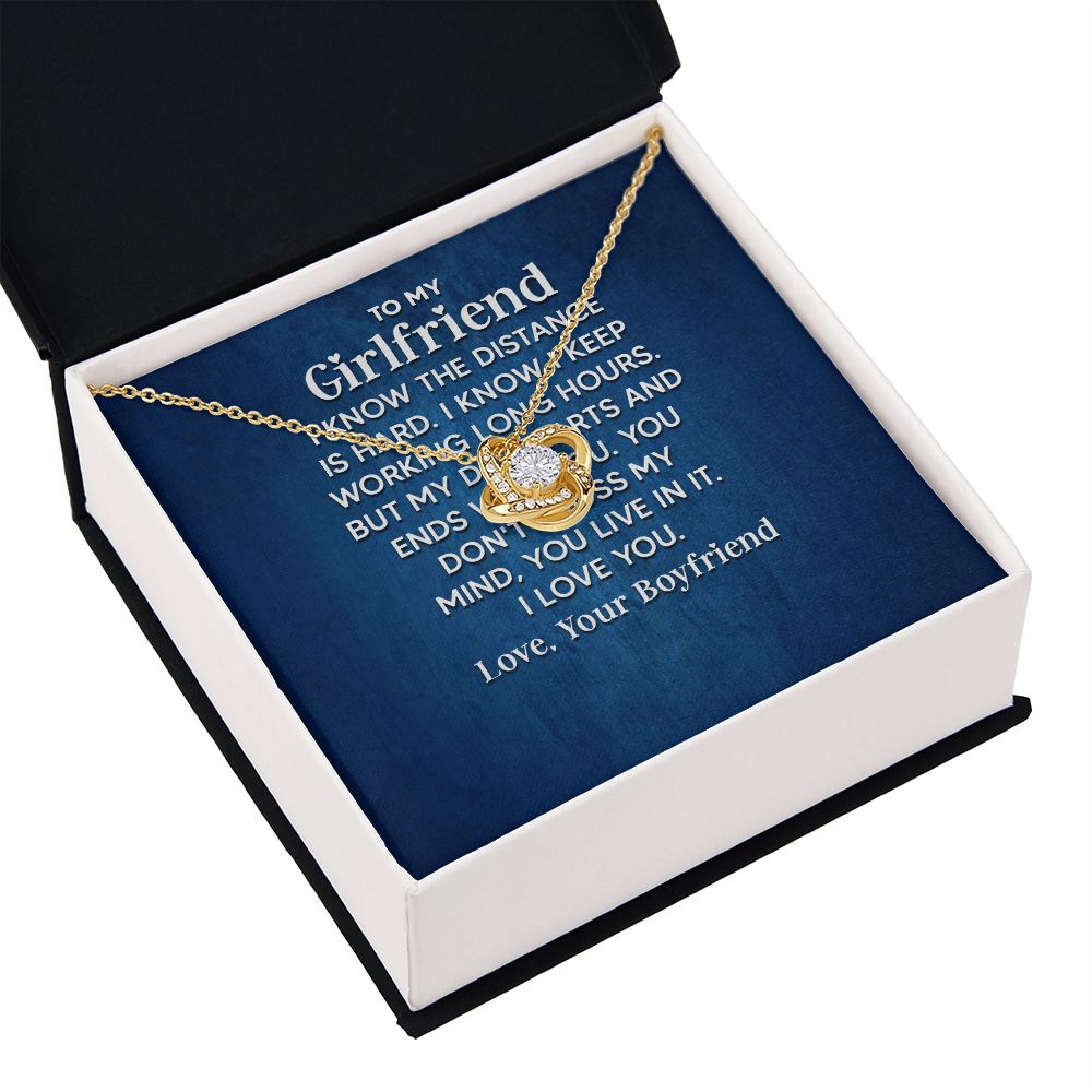 To My Girlfriend I Know the Distance is Hard Infinity Knot Necklace Message Card-Express Your Love Gifts