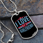 To My Girlfriend I Love My Girlfriend Blak and Blue Necklace Stainless Steel or 18k Gold Dog Tag 24" Chain-Express Your Love Gifts