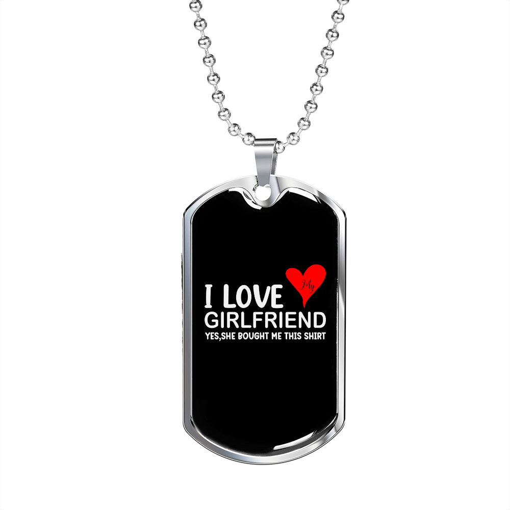 To My Girlfriend I Love My Girlfriend Heart Girlfriend Necklace Stainless Steel or 18k Gold Dog Tag 24" Chain-Express Your Love Gifts