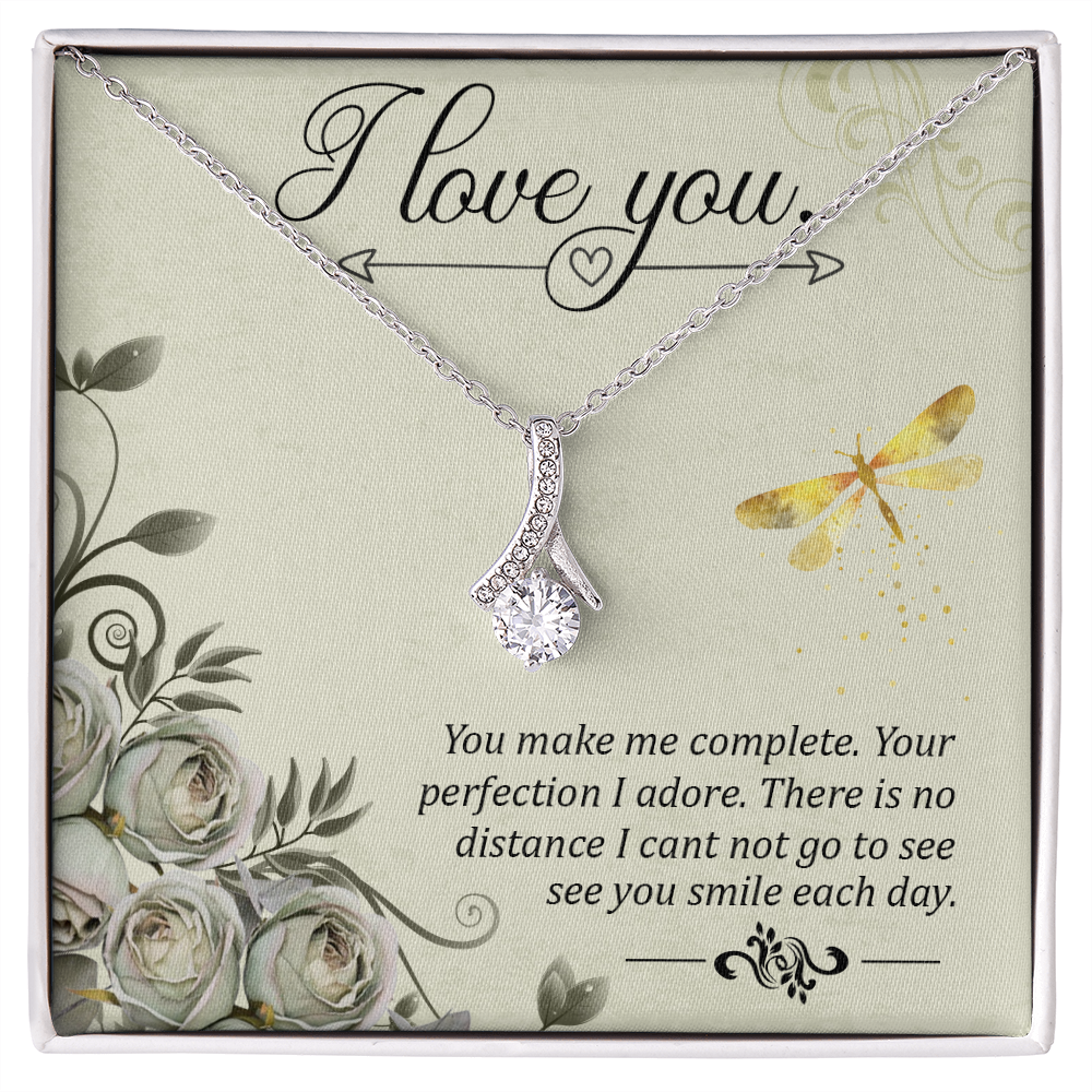 To My Girlfriend I love you Alluring Ribbon Necklace Message Card-Express Your Love Gifts