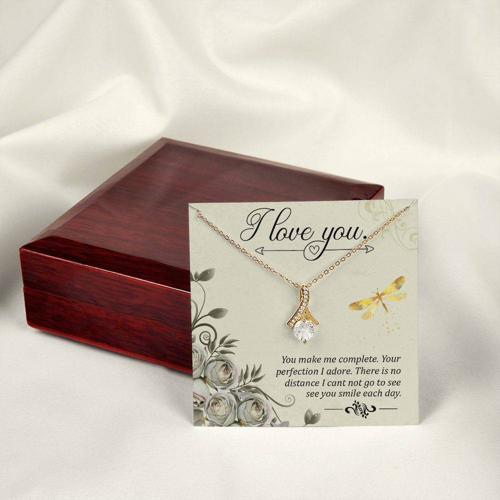 To My Girlfriend I love you Alluring Ribbon Necklace Message Card-Express Your Love Gifts