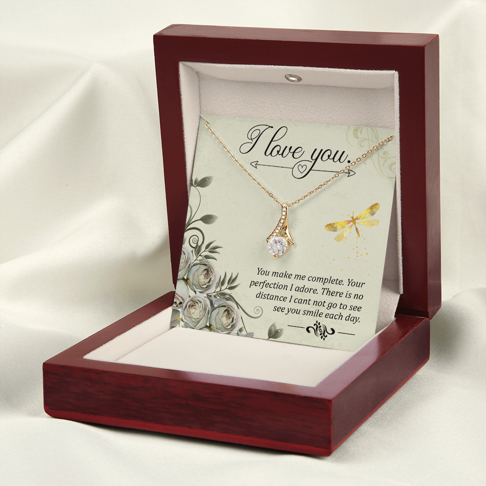 To My Girlfriend I love you Alluring Ribbon Necklace Message Card-Express Your Love Gifts