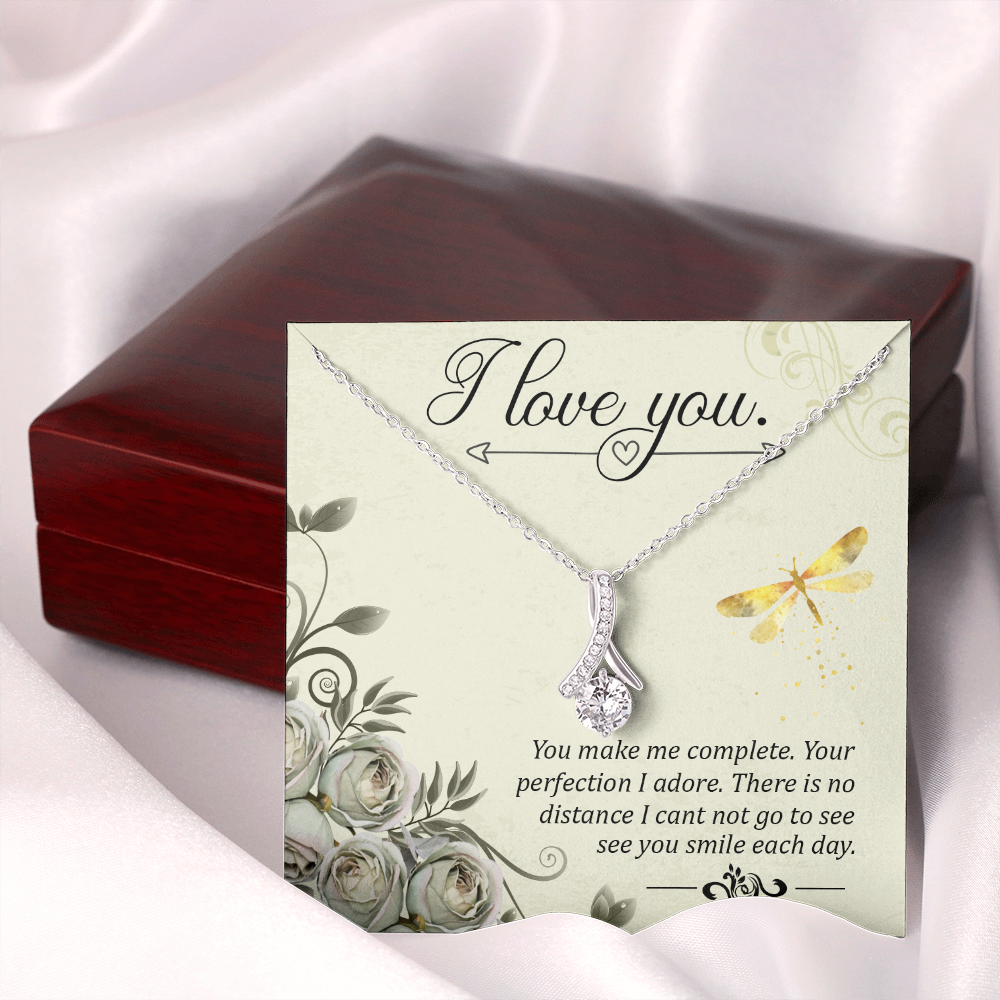To My Girlfriend I love you Alluring Ribbon Necklace Message Card-Express Your Love Gifts