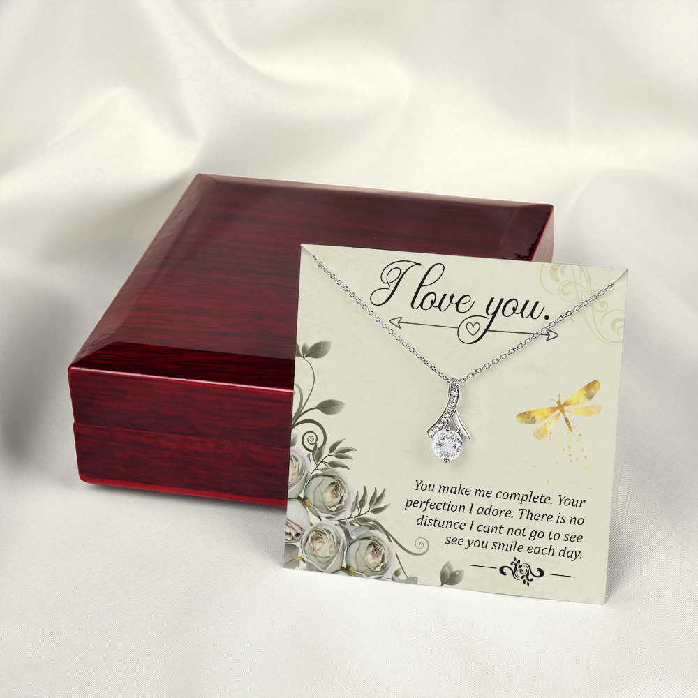 To My Girlfriend I love you Alluring Ribbon Necklace Message Card-Express Your Love Gifts