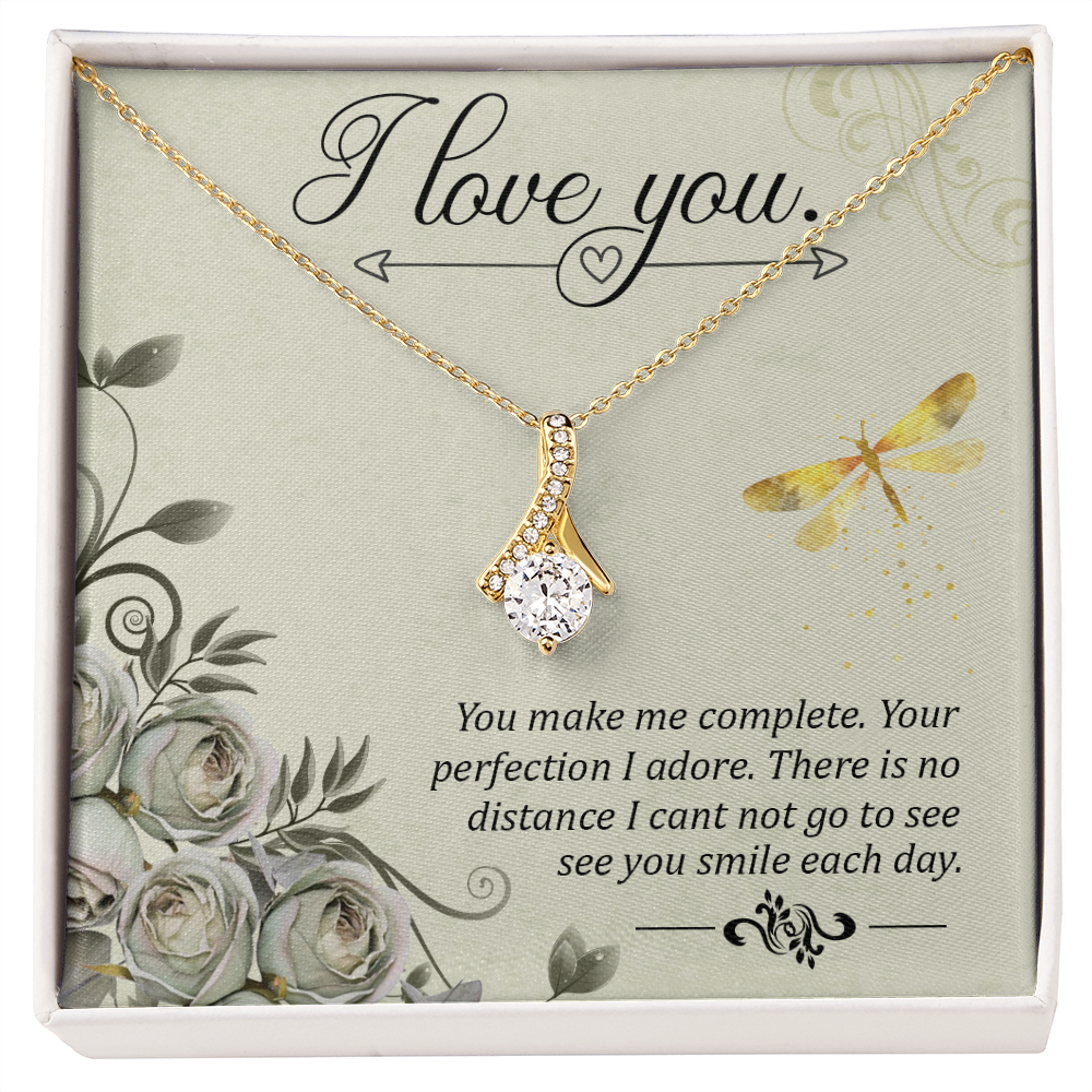 To My Girlfriend I love you Alluring Ribbon Necklace Message Card-Express Your Love Gifts