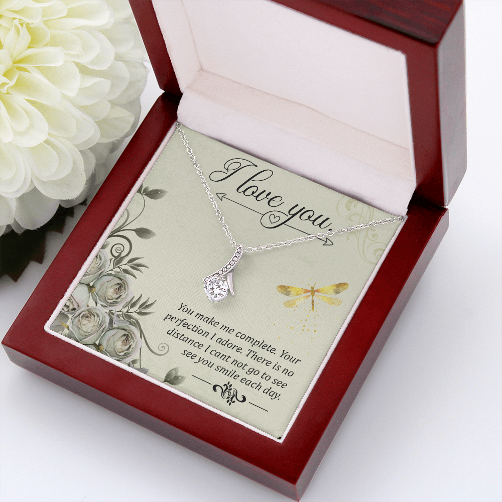 To My Girlfriend I love you Alluring Ribbon Necklace Message Card-Express Your Love Gifts