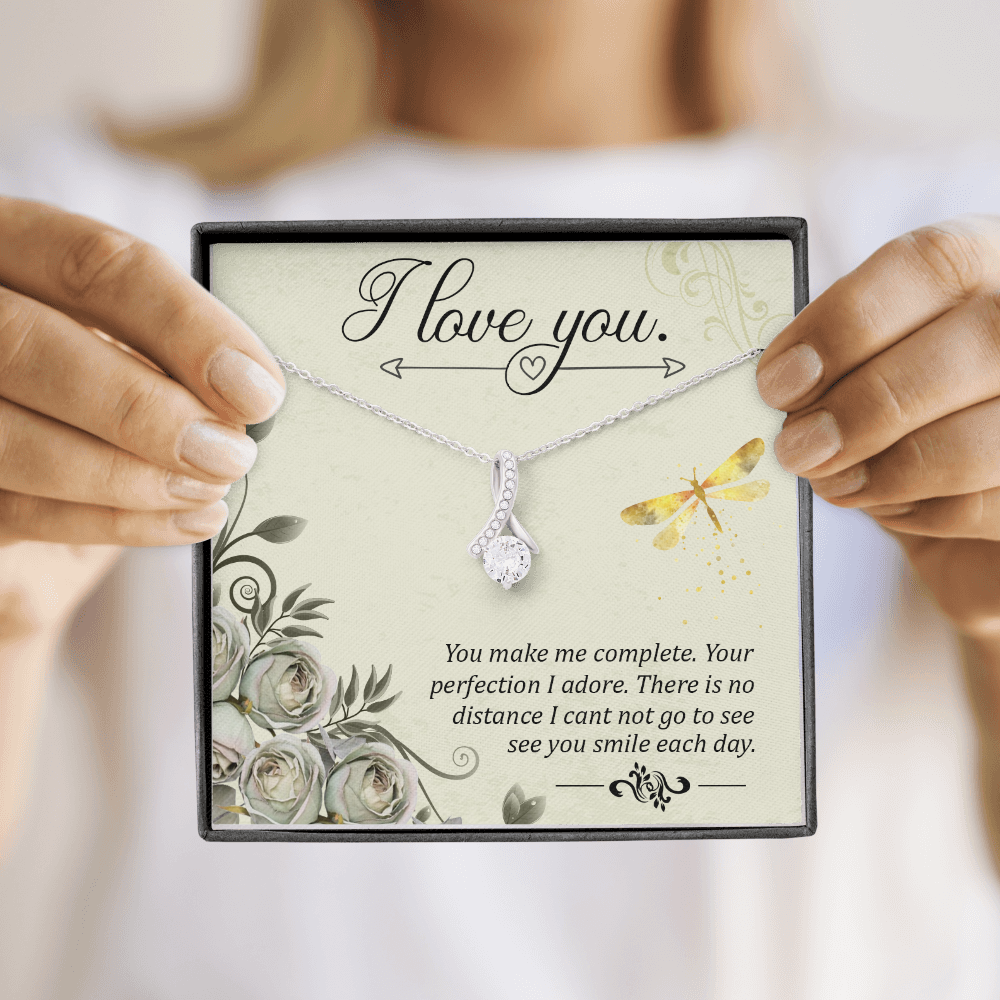 To My Girlfriend I love you Alluring Ribbon Necklace Message Card-Express Your Love Gifts