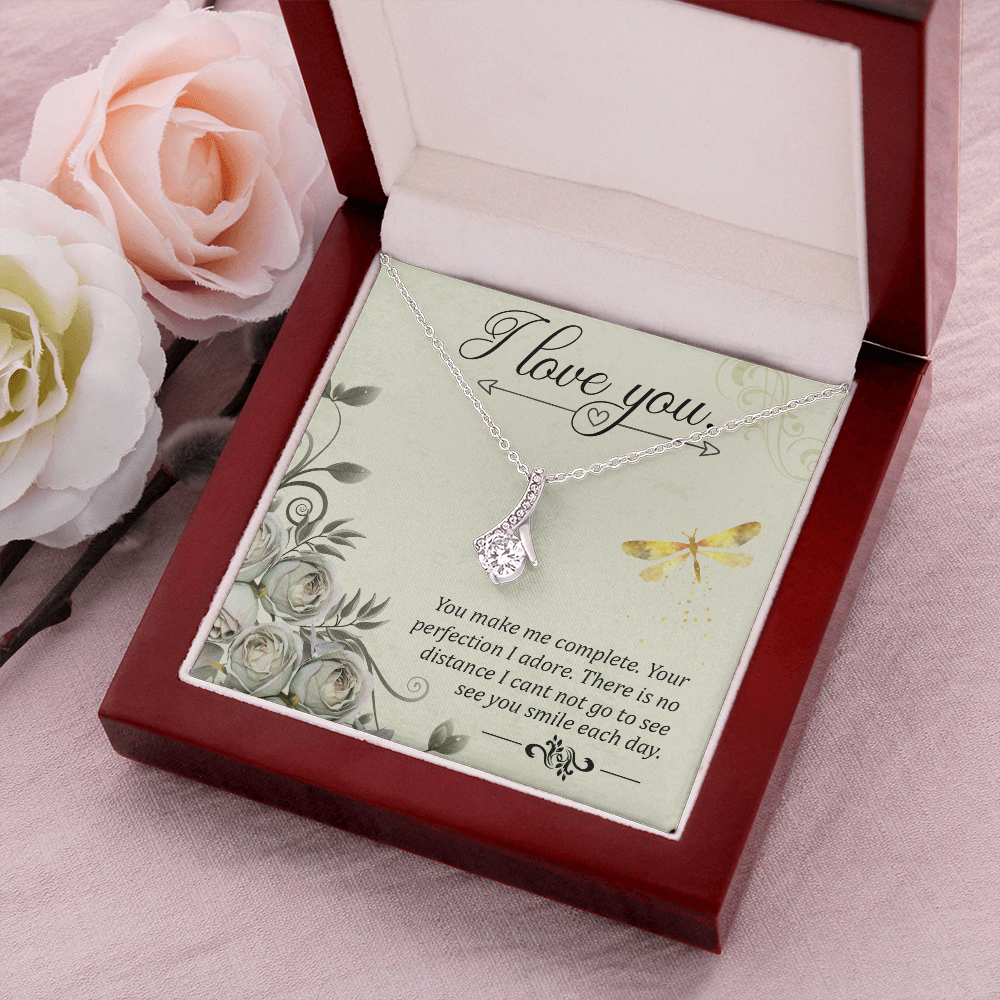 To My Girlfriend I love you Alluring Ribbon Necklace Message Card-Express Your Love Gifts